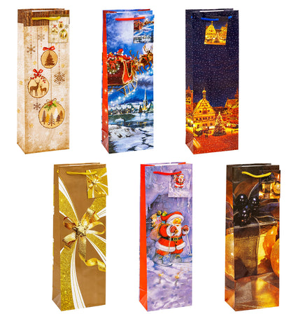 TSI 84287 Gift Bags Christmas No. 7, Pack of 12, Size: Bottle (4.5 x 3 x 14 inch)