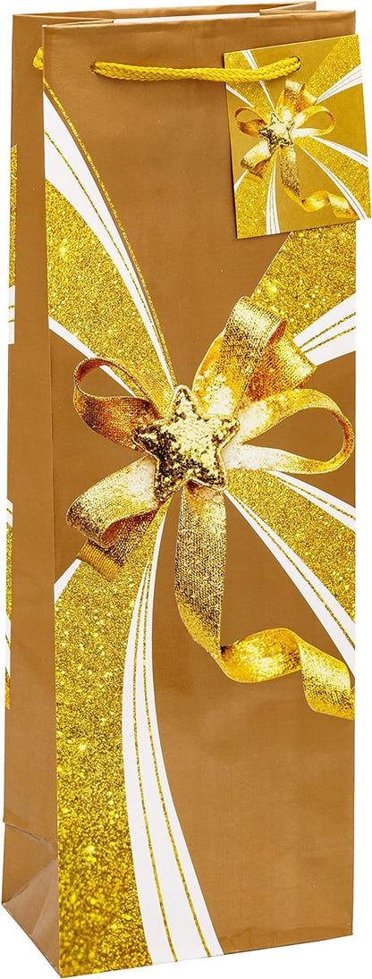 TSI 84287 Gift Bags Christmas No. 7, Pack of 12, Size: Bottle (4.5 x 3 x 14 inch)