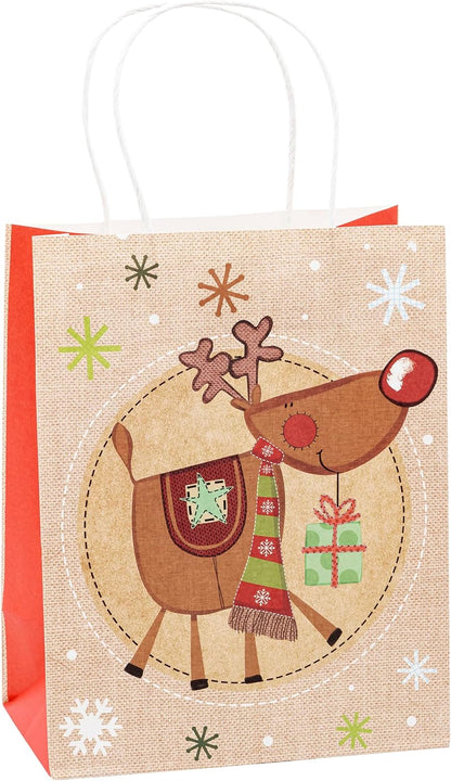 TSI 88018 Christmas Kraft Paper Gift Bags Pack of 12 Medium (H x W x D) 23 x 18 x 10 cm Medium Motif Christmas series 2 1 Set (= 12 Stück)