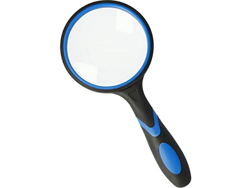 Westcott E-40403 00 4x Magnifying Glass Shatterproof Handheld Magnifying Glass for Children and Seniors with Non-Slip Handle in Blue and Black