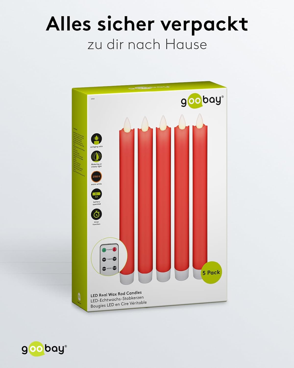 5 goobay LED-Kerzen rot