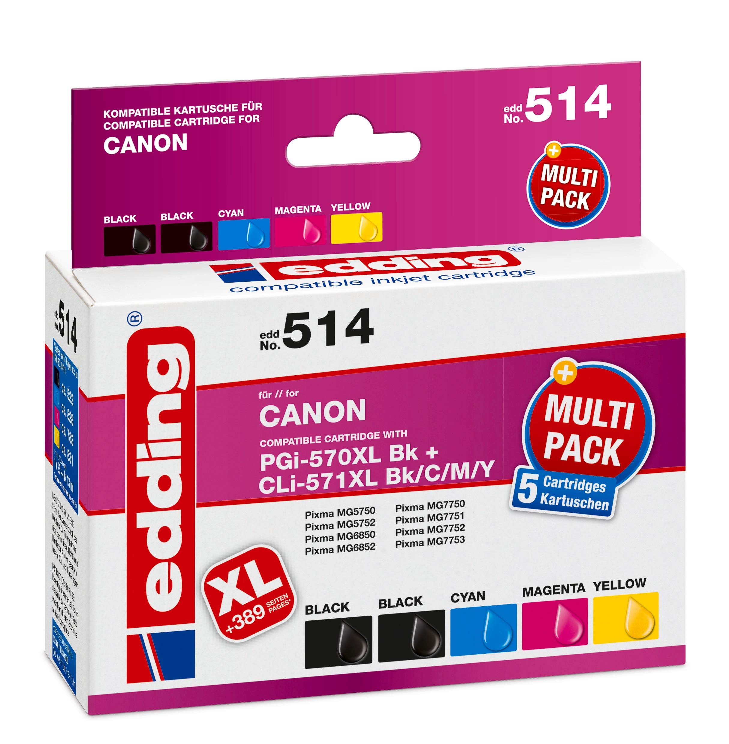 5 edding EDD-514 schwarz, cyan, magenta, gelb Tint