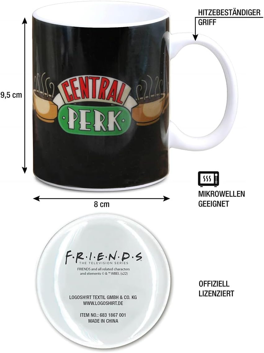 Logoshirt® Friends - Central Perk - Logo I Porcelain Coffee Mug, 300 ml I Dishwasher & Microwave Safe I In Coloured Gift Box I Licensed Original Design