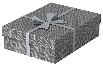 Esselte Medium Storage & Gift Box With Lid, Pack Of 3, Home/Office Storage, Organisation & Gift Packing, 100% Recycled Cardboard, 100% Recyclable, Geometric Design, Grey, 628285 White Medium Gift Box
