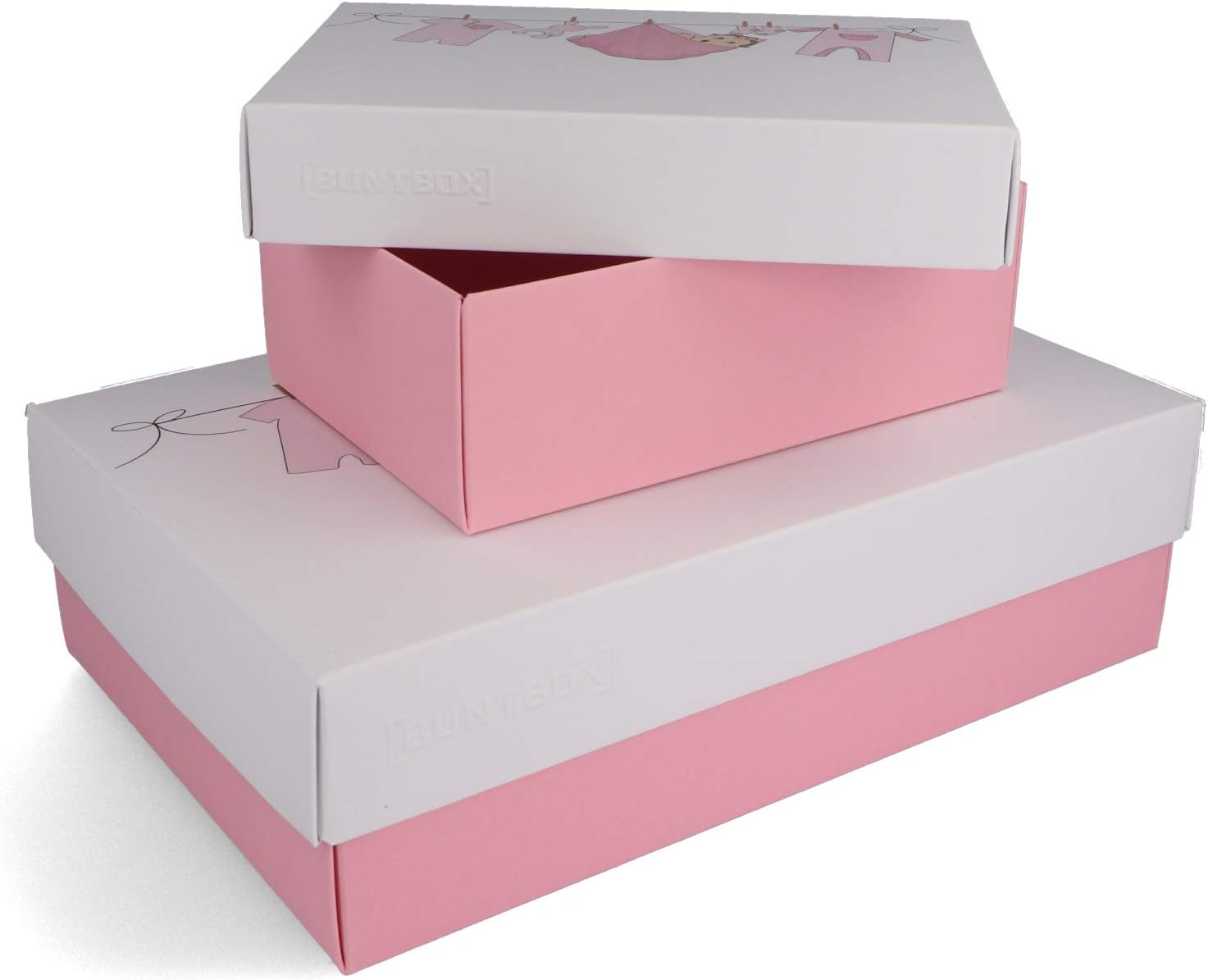 BUNTBOX Baby Girl M & L Geschenkboxen-Set weiB