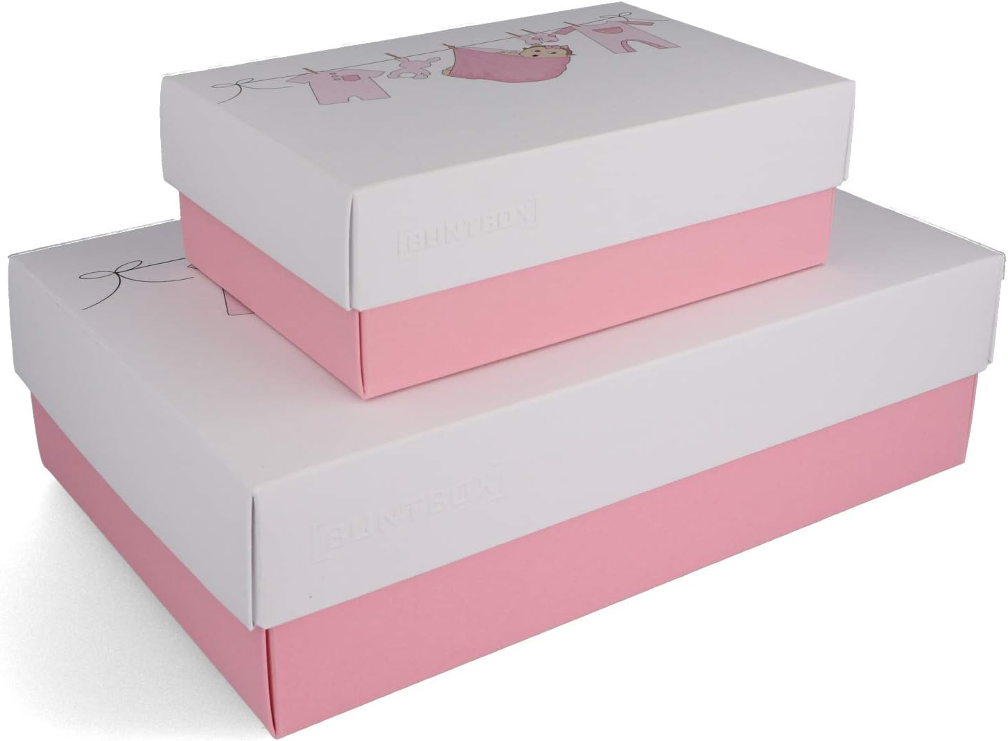 BUNTBOX Baby Girl M & L Geschenkboxen-Set weiB