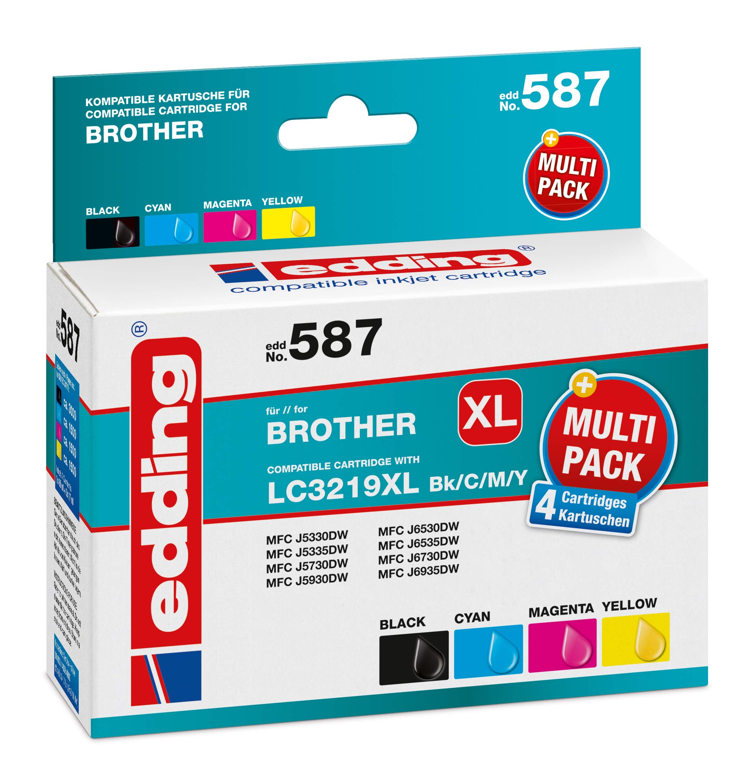 4 edding EDD-587 schwarz, cyan, magenta, gelb Tint