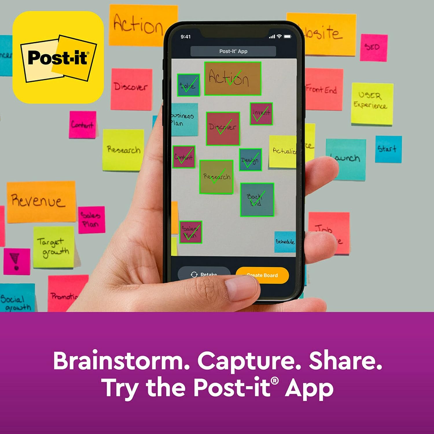 Post-it Super Sticky Notes Canary Yellow, Pack of 12 Pads, 90 Sheets per Pad, 76 mm x 76 mm, Yellow Color - Extra Sticky Notes For Note Taking, To Do Lists & Reminders
