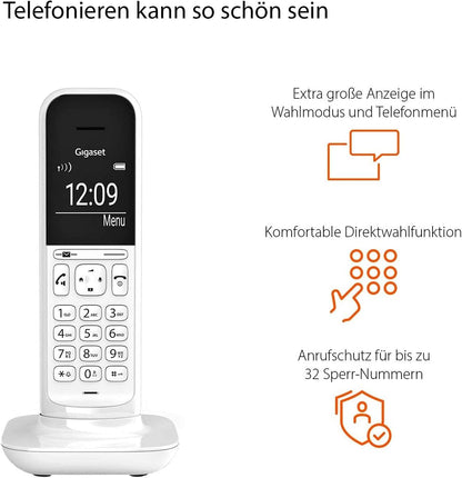 Gigaset CL390 Analog/DECT telephone White