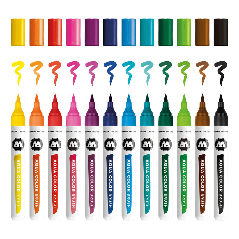 Molotow Aqua Color Brush Set marker MO200490 Case Basic Set 1