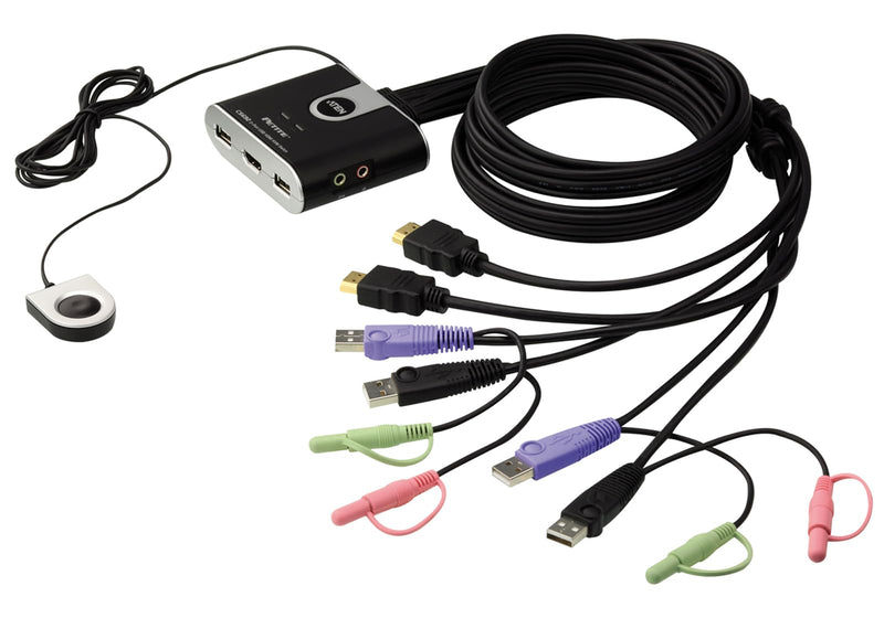 USB HDMI/Audio Cable KVM Switch with Remote Port Selector CS692 ATEN (1920 x 1200 and 1080p) Built-in all-in-one cables (2 x 1.2 m) & bus-powered, computer selection via a remote port selector, hotkey