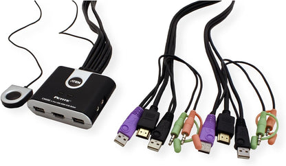 USB HDMI/Audio Cable KVM Switch with Remote Port Selector CS692 ATEN (1920 x 1200 and 1080p) Built-in all-in-one cables (2 x 1.2 m) & bus-powered, computer selection via a remote port selector, hotkey