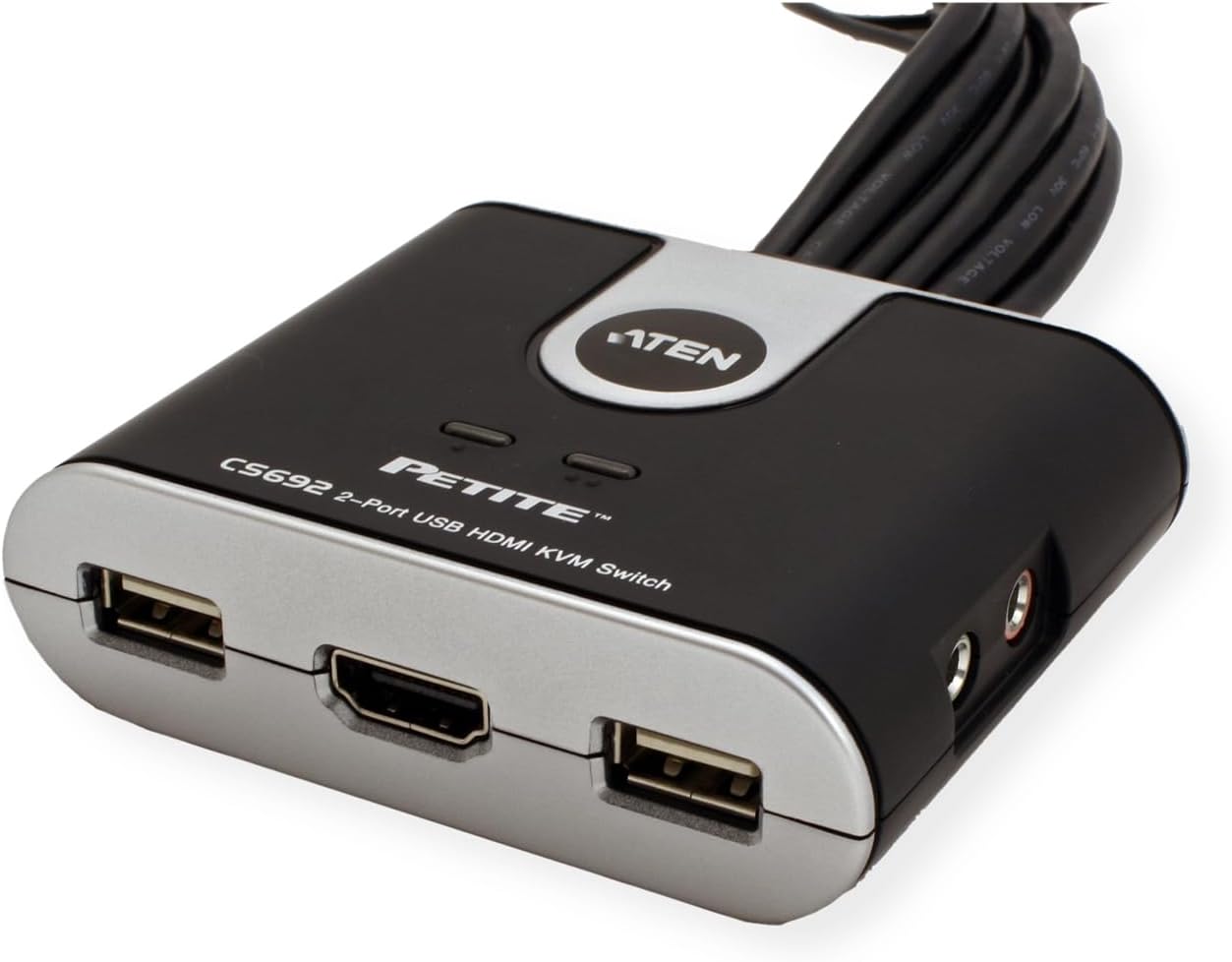 USB HDMI/Audio Cable KVM Switch with Remote Port Selector CS692 ATEN (1920 x 1200 and 1080p) Built-in all-in-one cables (2 x 1.2 m) & bus-powered, computer selection via a remote port selector, hotkey