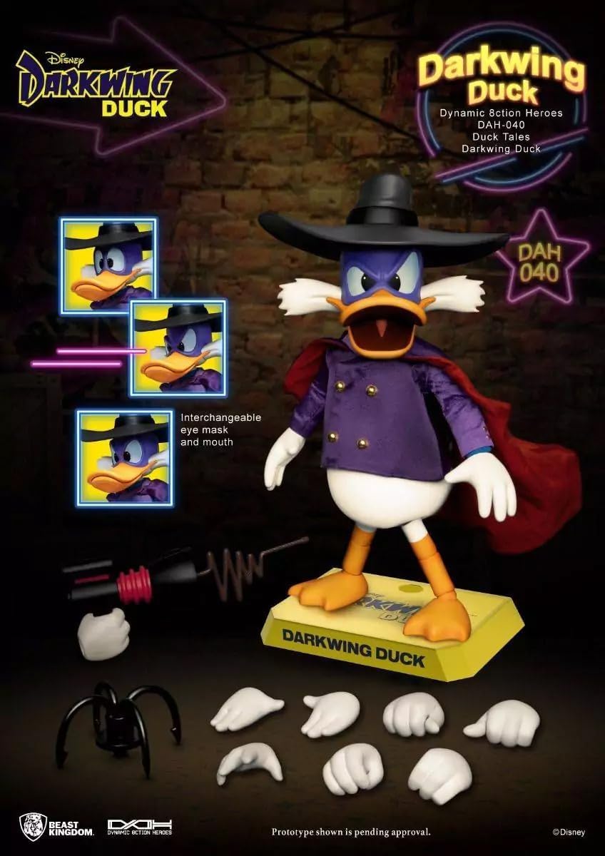 Beast Kingdom DuckTales: Darkwing Duck DAH-040 Dynamic 8ction Heros Action Figure, Multicolor