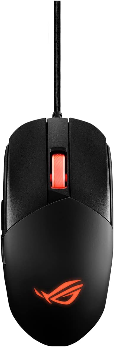 ASUS ROG Strix Impact III Gaming Mouse, Semi-Ambidextrous, Wired, Lightweight, 12000 DPI sensor, 5 programmable buttons, Replaceable switches, Paracord cable, FPS gaming mouse