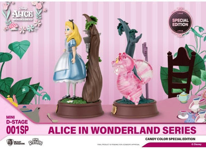 Beast Kingdom MINI D STAGE - DISNEY ALICE IN WONDERLAND ALICE AND CHESHIRE CAT CANDY COLOR SPECIAL EDITION SET