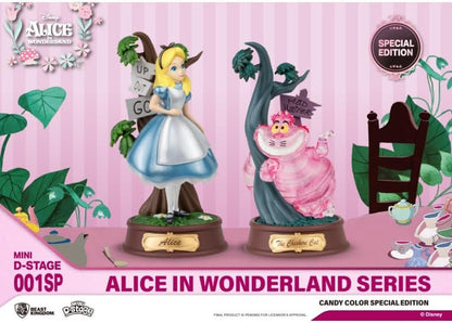 Beast Kingdom MINI D STAGE - DISNEY ALICE IN WONDERLAND ALICE AND CHESHIRE CAT CANDY COLOR SPECIAL EDITION SET