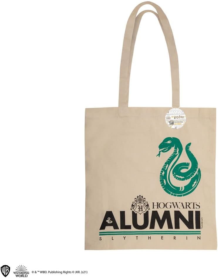HARRY POTTER Totebag Slytherin, Bolsa de Viaje Unisex Adulto, Blanco Roto Verde