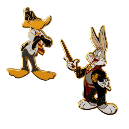 Cinereplicas - Set of 2 Pins en Métal Bugs Bunny et Daffy Duck à Poudlard ~5 cm - Licence Officielle