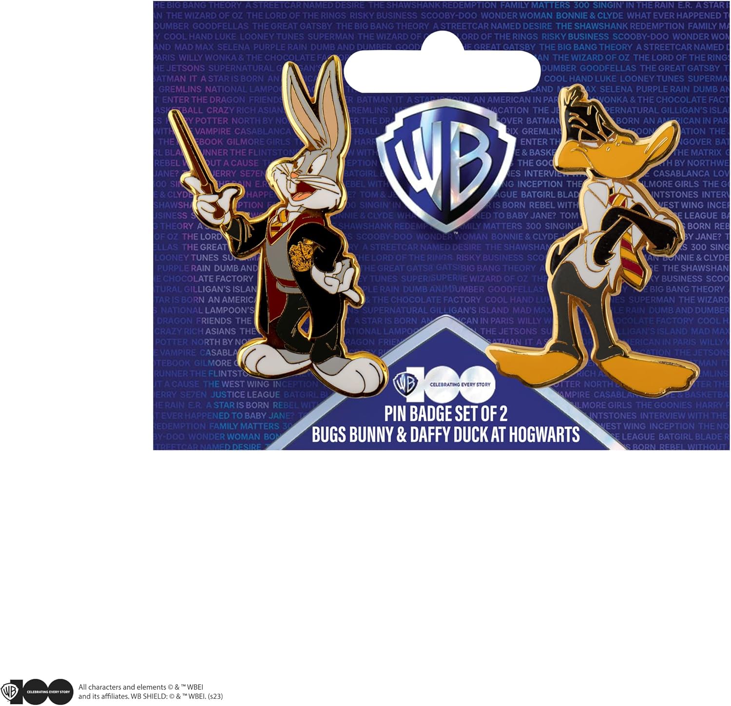 Cinereplicas - Set of 2 Pins en Métal Bugs Bunny et Daffy Duck à Poudlard ~5 cm - Licence Officielle