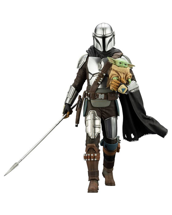 Kotobukiya Mandalorian Statue With Spear And Grogu 18 Cm