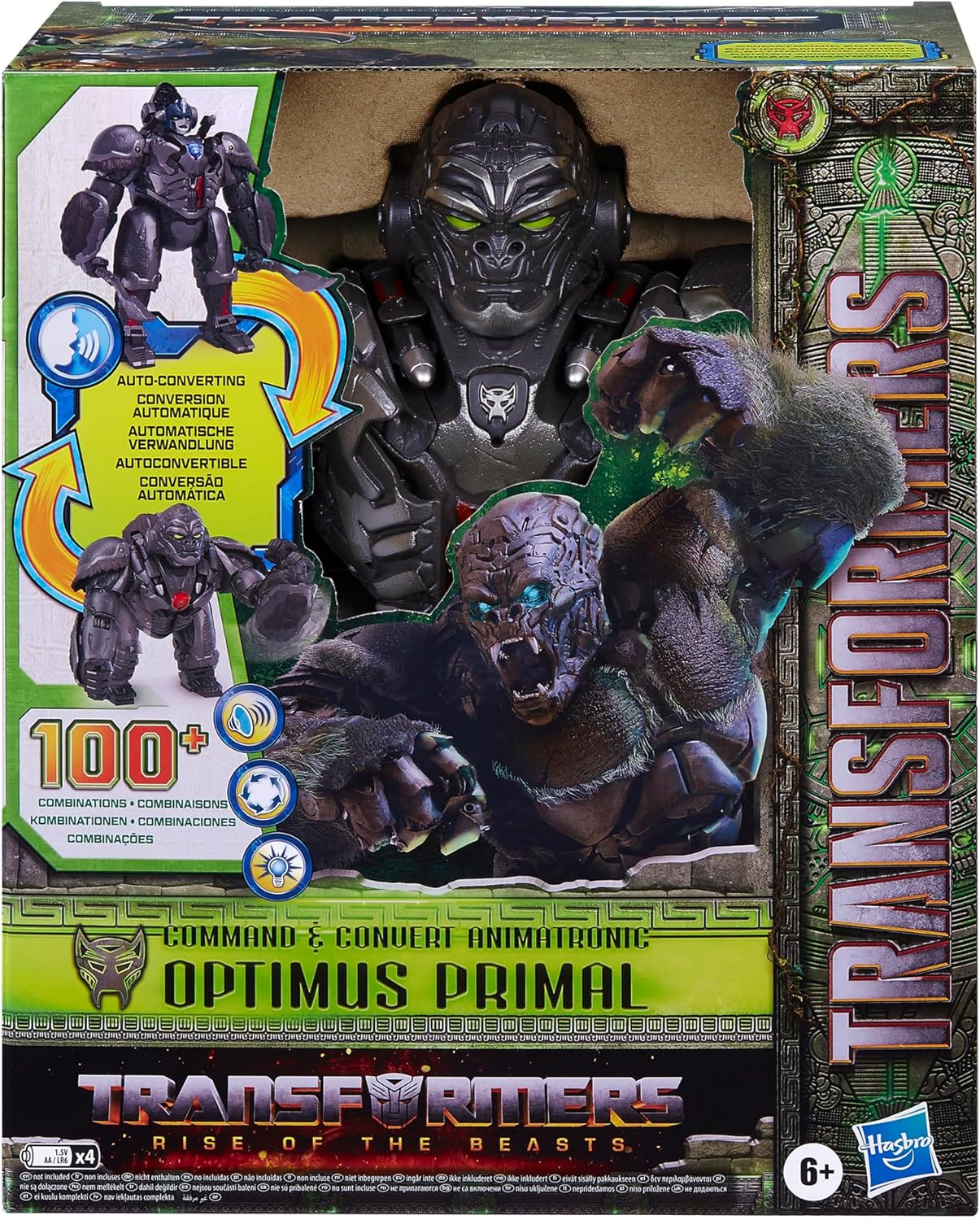 TRANSFORMERS: Rise of the Beasts Command & Convert Animatronic Optimus Primal 31.5-cm Electronic Toy For 6+ Years, Includes: figure, 2 accessories and instructions. PRIMAL ANIMATRONIC