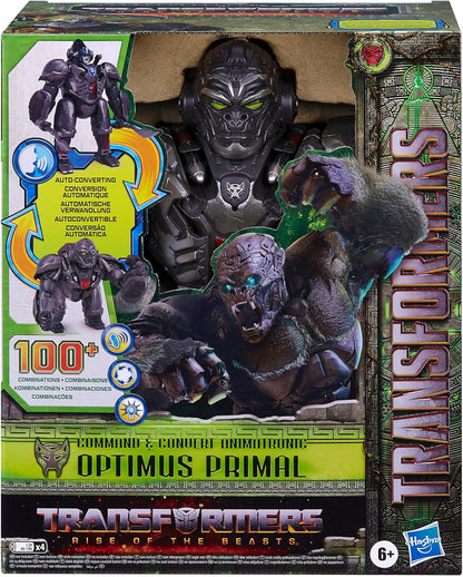 TRANSFORMERS: Rise of the Beasts Command & Convert Animatronic Optimus Primal 31.5-cm Electronic Toy For 6+ Years, Includes: figure, 2 accessories and instructions. PRIMAL ANIMATRONIC