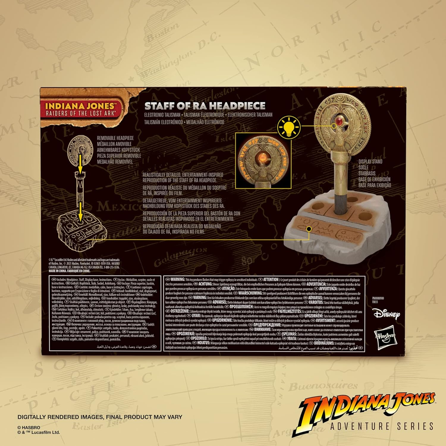 Hasbro Indiana Jones and the Raiders of Lost Ark Adventure Series Staff Ra Headpiece, Light FX, Costume, F8033, Multicolor