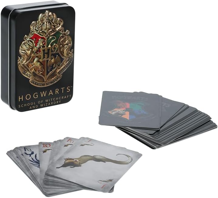Paladone Hogwarts Playing Cards in a Tin Black, Harry Potter Game & Activity, 54 Cards Representing Gryffindor Ravenclaw HufFlepuff Slytherin