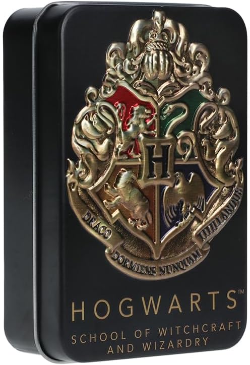 Paladone Hogwarts Playing Cards in a Tin Black, Harry Potter Game & Activity, 54 Cards Representing Gryffindor Ravenclaw HufFlepuff Slytherin