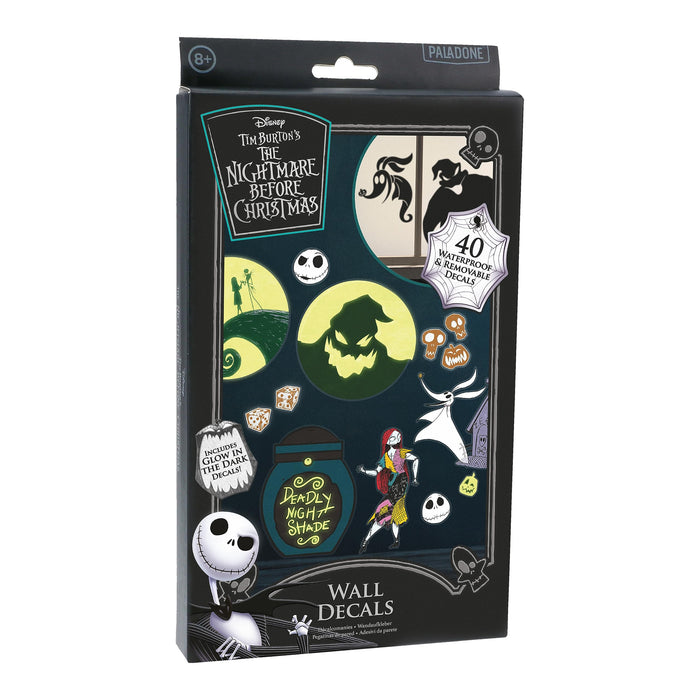 Paladone Disney Nightmare Before Christmas Wall Decals - 40 Unique Spooky Vinyl Decals to Customize Your Walls - Easily Removable and Glow in The Dark