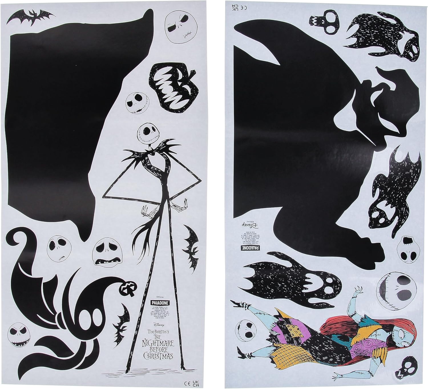Paladone Disney Nightmare Before Christmas Wall Decals - 40 Unique Spooky Vinyl Decals to Customize Your Walls - Easily Removable and Glow in The Dark