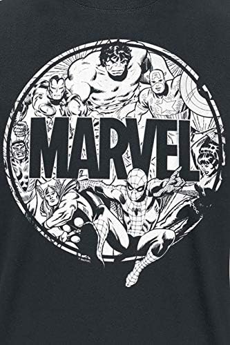Marvel Personnqges Cercle Homme T-Shirt Manches Courtes Noir M, 100% Coton, Regular/Coupe Standard