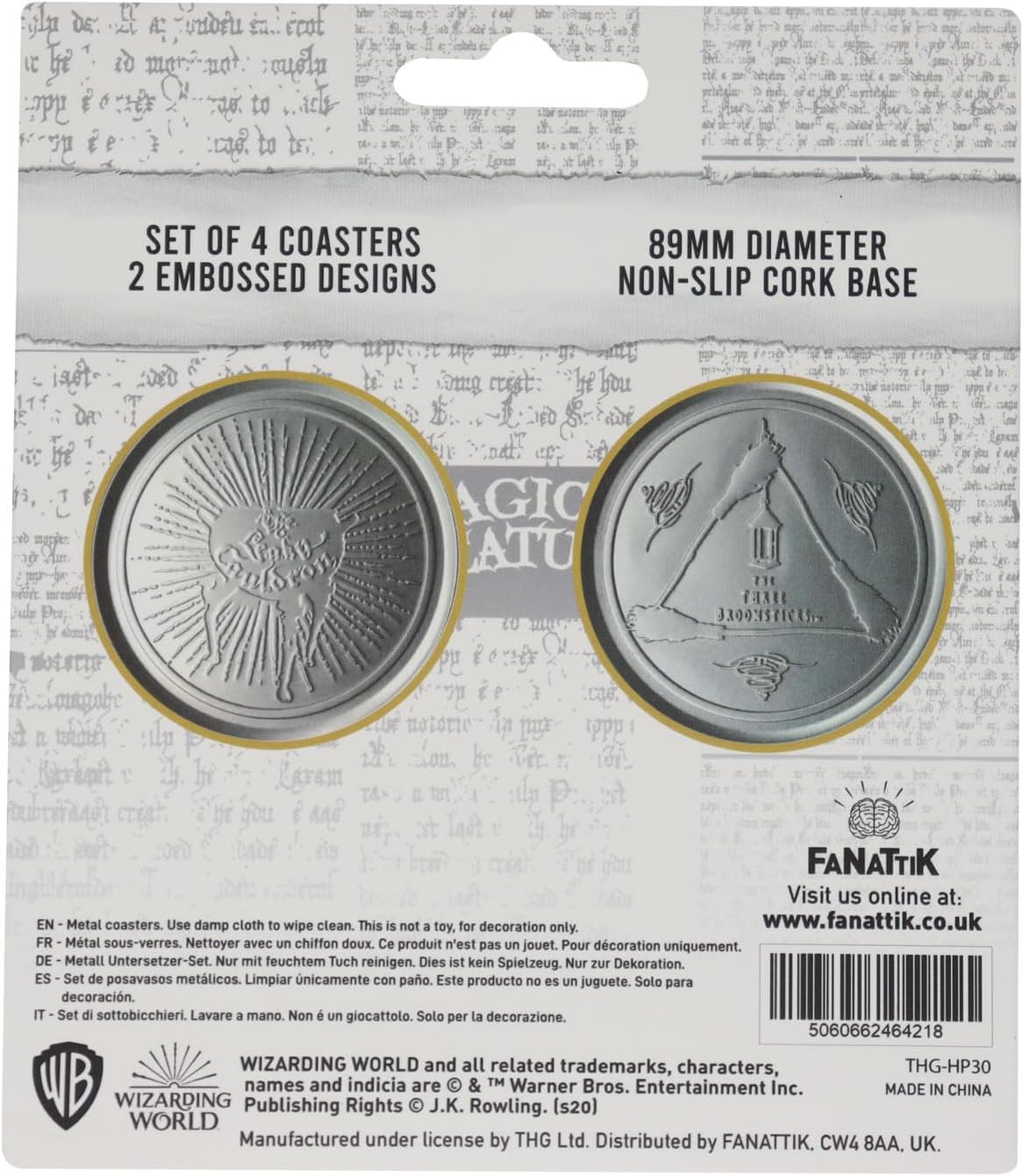 Harry Potter Set of 4 Embossed Metal Coasters