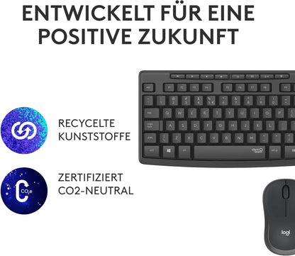 Logitech MK295 Silent Wireless Combo, QWERTZ German Layout - Grey