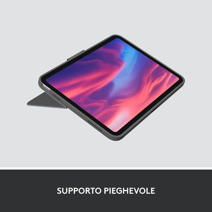 Logitech Combo Touch per iPad (10ª gen - 2022), custodia con tastiera retroilluminata rimovibile con ampio trackpad di precisione e tecnologia Smart Connector, Layout ITA, Graphite