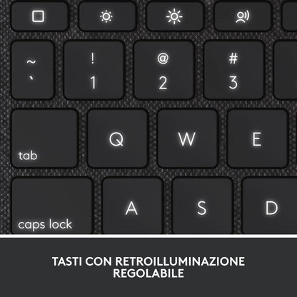Logitech Combo Touch per iPad (10ª gen - 2022), custodia con tastiera retroilluminata rimovibile con ampio trackpad di precisione e tecnologia Smart Connector, Layout ITA, Graphite