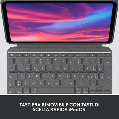 Logitech Combo Touch per iPad (10ª gen - 2022), custodia con tastiera retroilluminata rimovibile con ampio trackpad di precisione e tecnologia Smart Connector, Layout ITA, Graphite