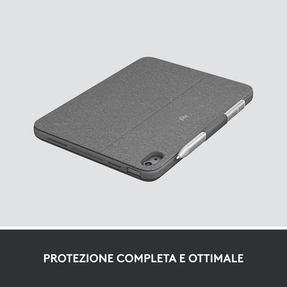 Logitech Combo Touch per iPad (10ª gen - 2022), custodia con tastiera retroilluminata rimovibile con ampio trackpad di precisione e tecnologia Smart Connector, Layout ITA, Graphite