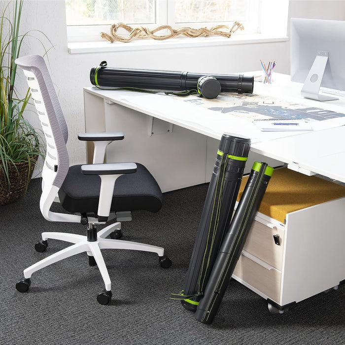 Linex Zeichen-Köcher, 75-135cm, 12cm Durchmesser, Transport-Rolle, höhenverstellbar, inkl. Schultergurt, schwarz Länge 75-135cm / Ø 12,5cm