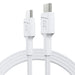 Cable USB-C a USB-C Blanco 1.2m Green Cell PowerStream, Power Delivery 60W, carga rápida Quick Charge 3.0 y transferencia de datos 480Mbps, trenzado reforzado, smartphones y tabletas
