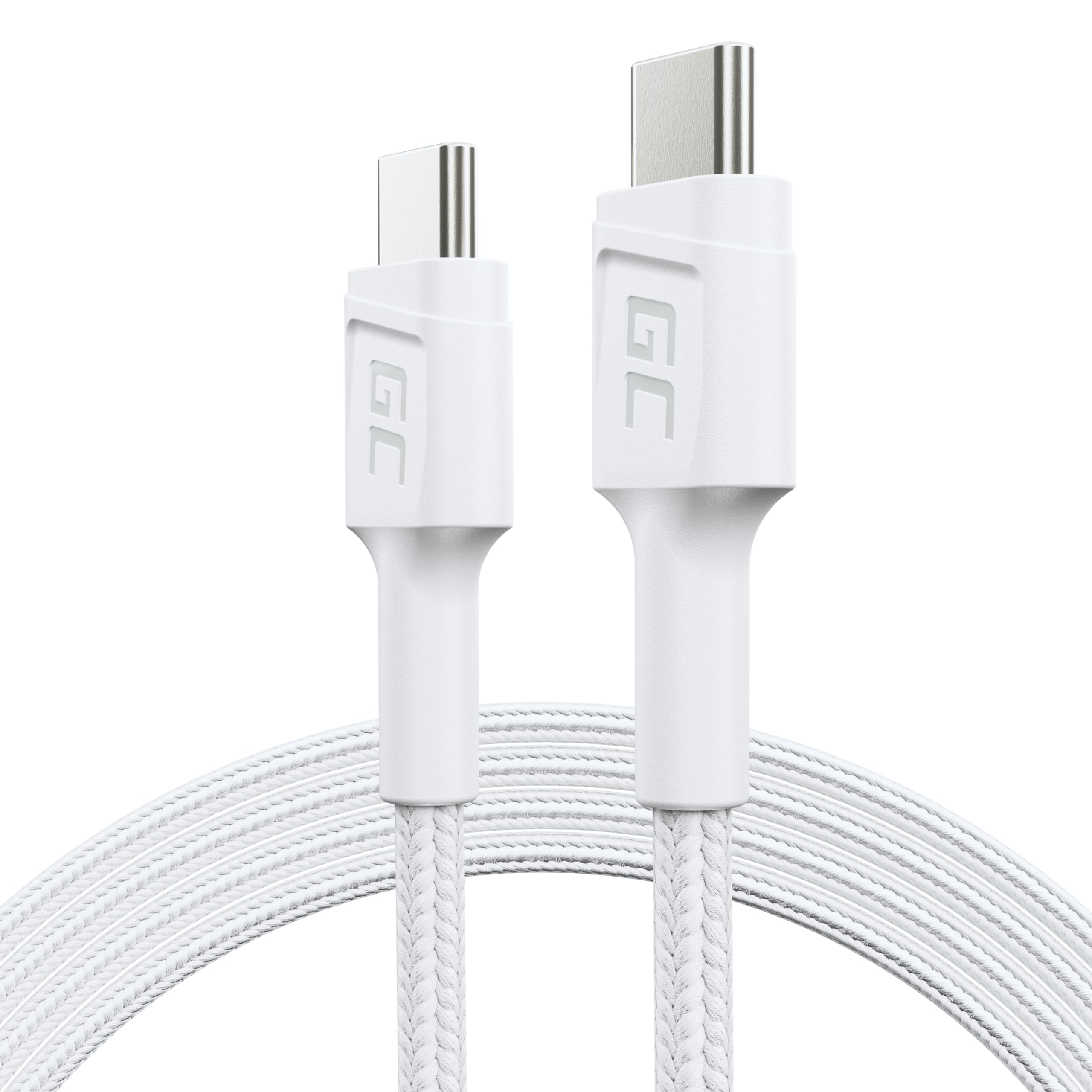 Cable USB-C a USB-C Blanco 1.2m Green Cell PowerStream, Power Delivery 60W, carga rápida Quick Charge 3.0 y transferencia de datos 480Mbps, trenzado reforzado, smartphones y tabletas