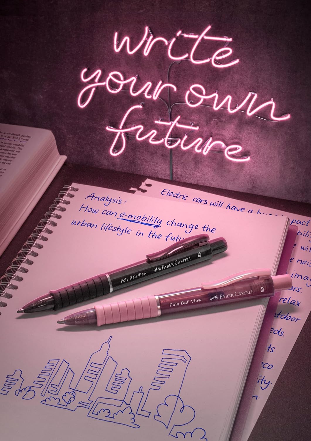 Faber-Castell Poly Ball View Ballpoint Pen - Rose Shadows, Pink, 145753