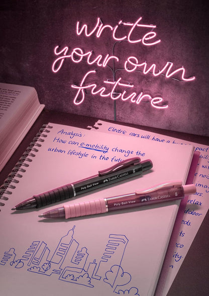 Faber-Castell Poly Ball View Ballpoint Pen - Rose Shadows, Pink, 145753