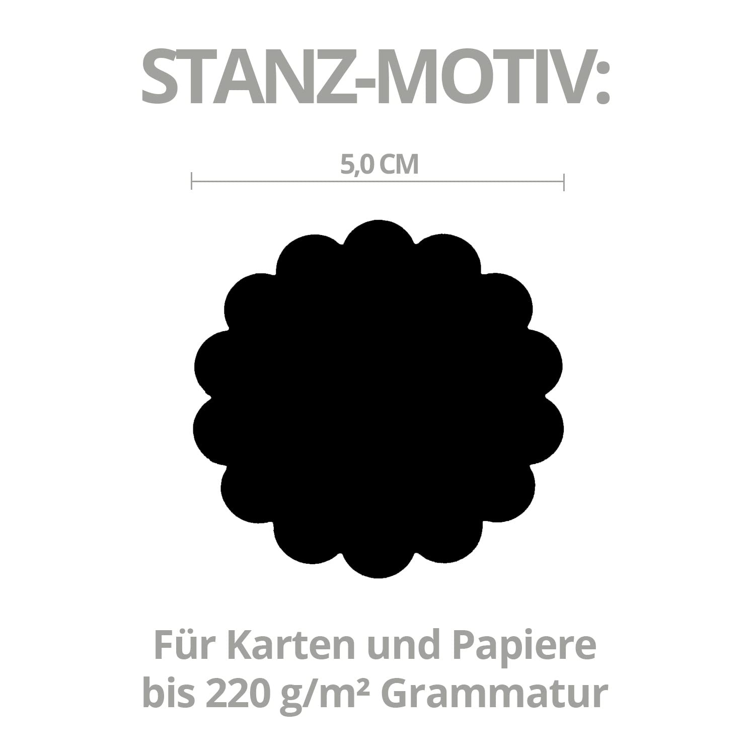ARTOZ Stanzer - Wave Circle, Flower/Blossom, 5 cm - Paper Punch, Hole Punch, Motif Punch for Crafts, for Labels, Table Decorations, Suitable up to 220 g/m² 1 Stück Punch M - Wave Circle 50 mm