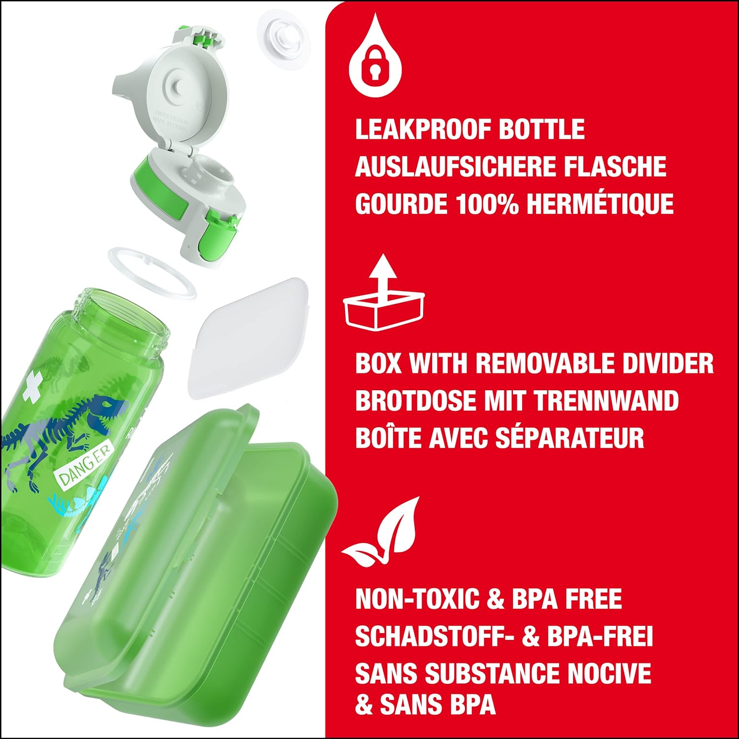 SIGG - Kids - Viva One - Suitable For Carbonated Beverages - Leakproof - Dishwasher Safe - BPA Free - Sports & Bike - 0.5L 11 Jurassica Bottle & Lunchbox