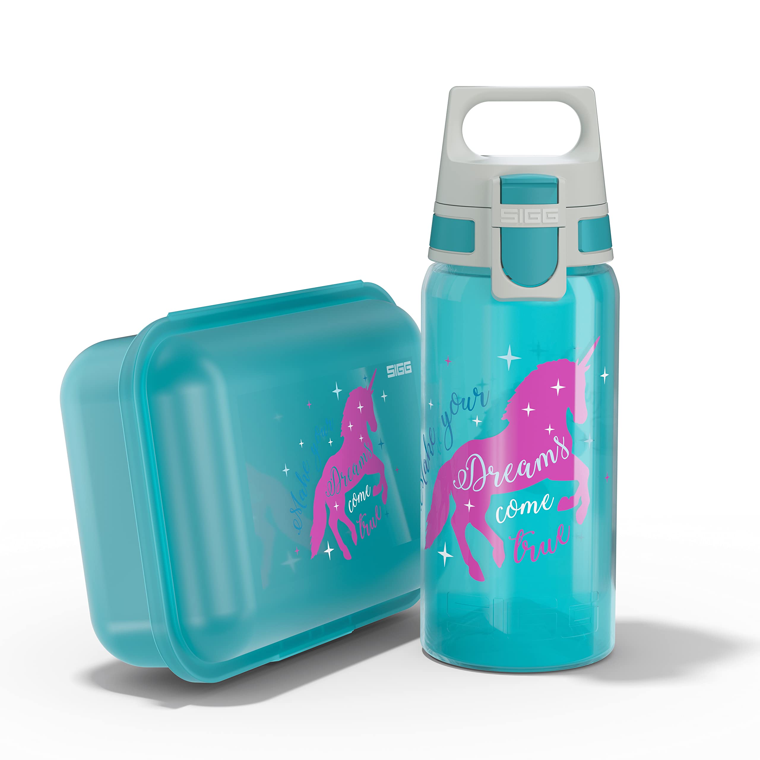 SIGG - Kids - Viva One - Suitable For Carbonated Beverages - Leakproof - Dishwasher Safe - BPA Free - Sports & Bike - 0.5L 1 Unicorn Bottle & Lunchbox