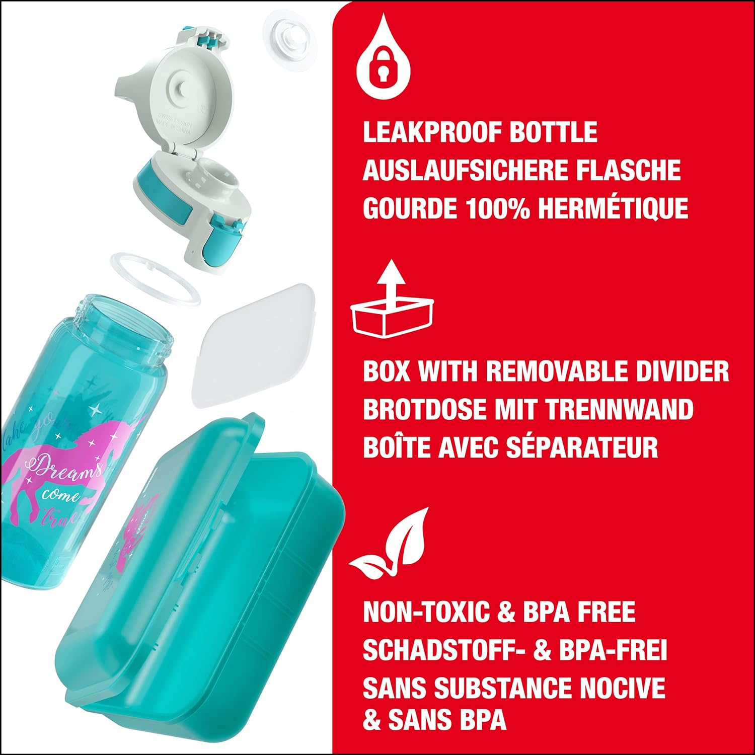 SIGG - Kids - Viva One - Suitable For Carbonated Beverages - Leakproof - Dishwasher Safe - BPA Free - Sports & Bike - 0.5L 1 Unicorn Bottle & Lunchbox