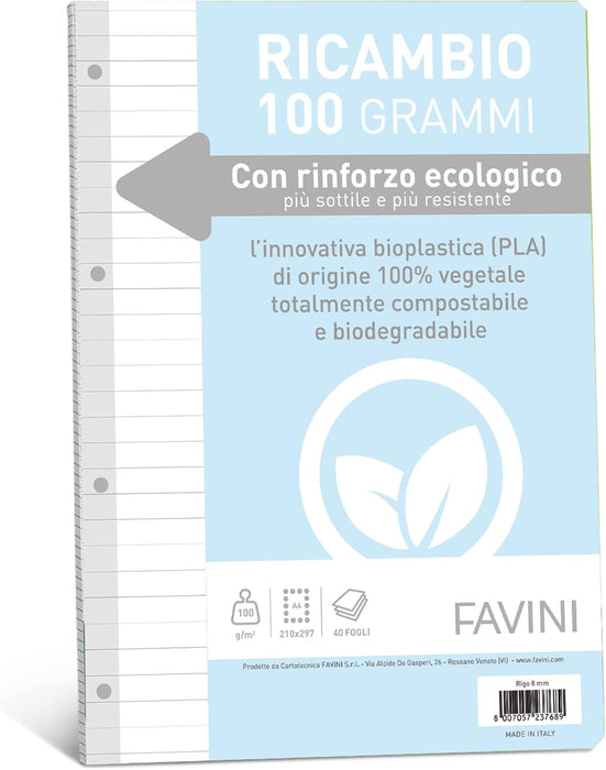 Favini 90740 Spare Parts with Ecological Reinforcement, A4, 100 g, 40 Sheets, 1 Staff