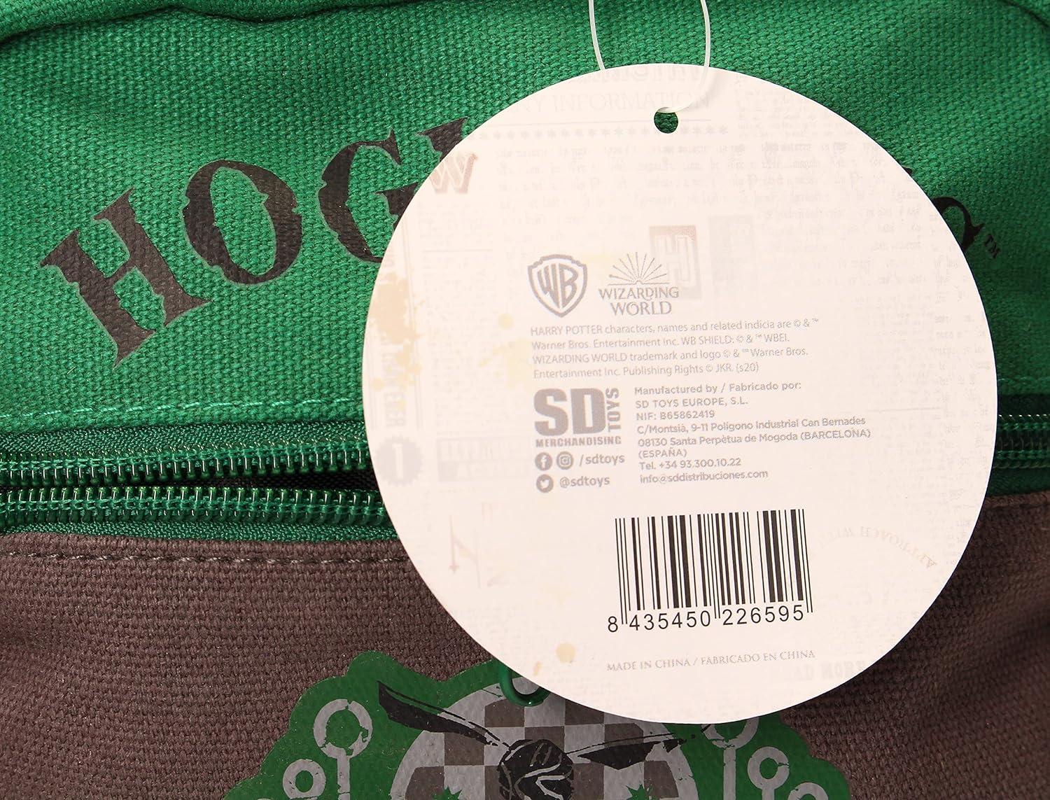 SD TOYS Unisex's Bolsa Pequeña Tela Canvas Slytherin Harry Potter Small Bag, Multicoloured, Mide 17 x 23 cm